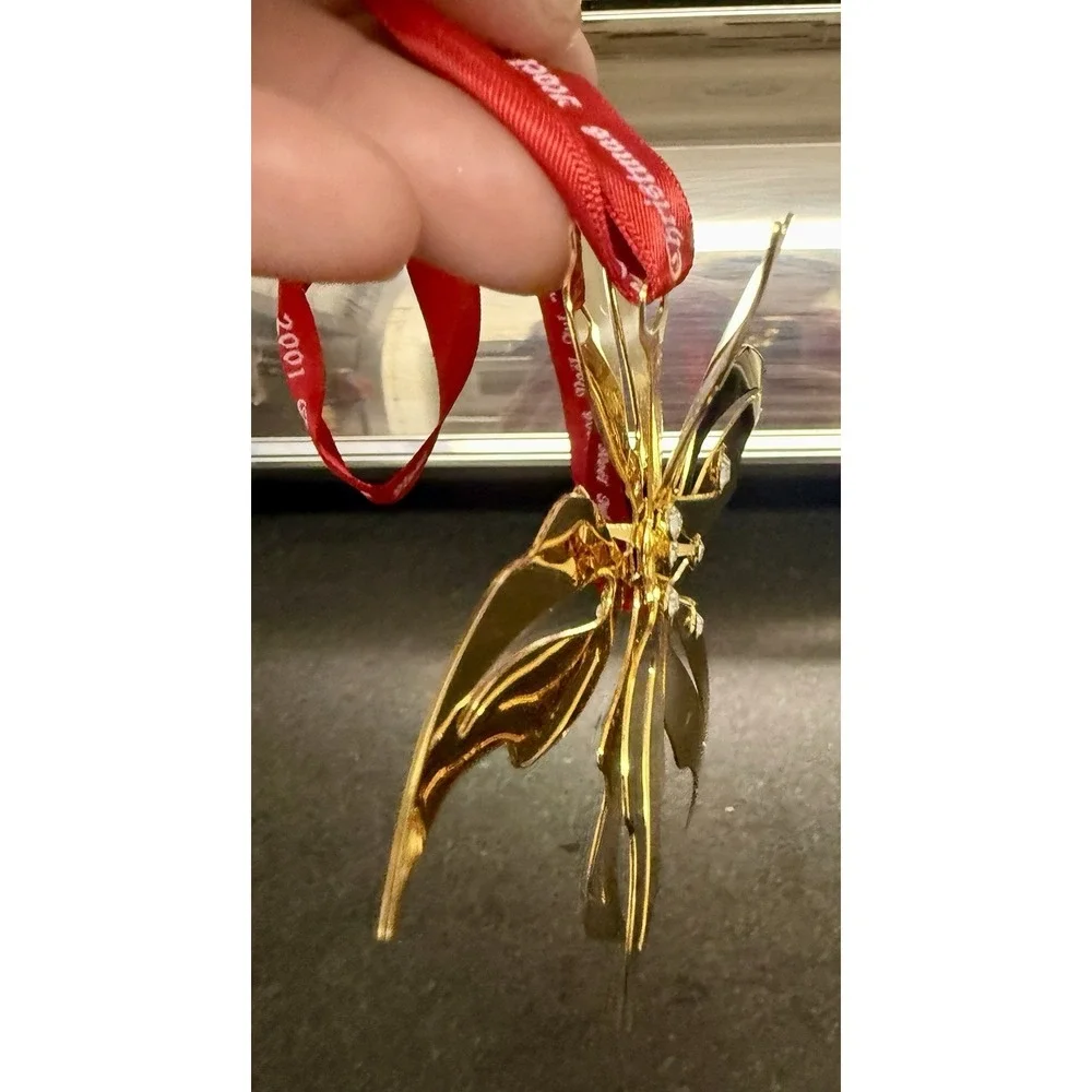 Georg Jensen 2001 Christmas Mobile POINSETTA Gold Plated Ornament